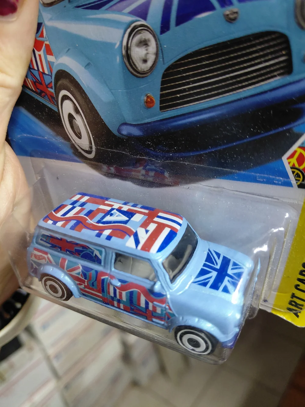 2025 Hot Wheels HW Art Cars series '67 Austin Mini Van in blue featuring a disti